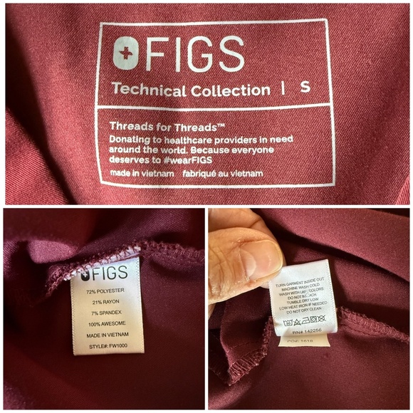 FIGS TECHNICAL COLLECTION SCRUBS SS V NECK TOP PULL ON DRAWSTRING WAIST PANTS S - Picture 10 of 11